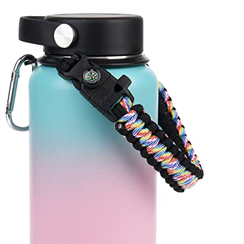 Paracord Water Bottle Handle Strap with Safety Ring & Carabiner