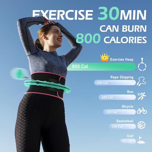 Weighted Hula Hoop for Adults - 51 Inch with Waist Trainer - Cyan