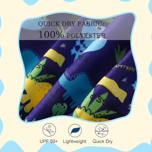 Toddler Boy Swim Trunks Quick Dry Board Shorts with Pocket - 2-3T Purple Dino