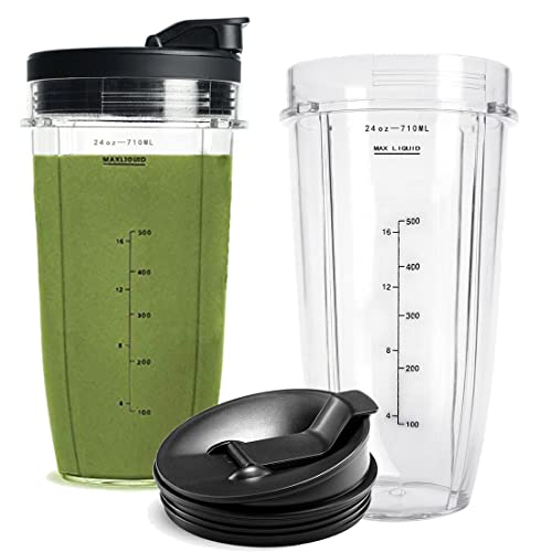 24oz Replacement Cups for Ninja Blenders with Upgraded Sip & Seal Lids - 2 Pack