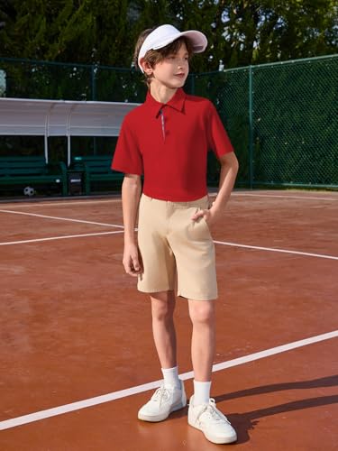 Boys Athletic Performance Polo Shirt - Red, 13-14 Years