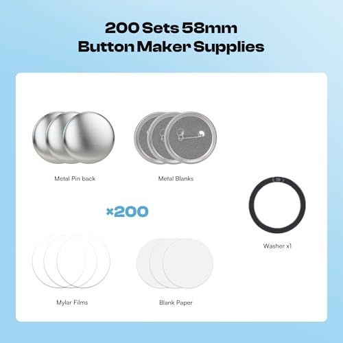 Caydo 200 Sets 58mm Button Maker Supplies for DIY Custom Buttons