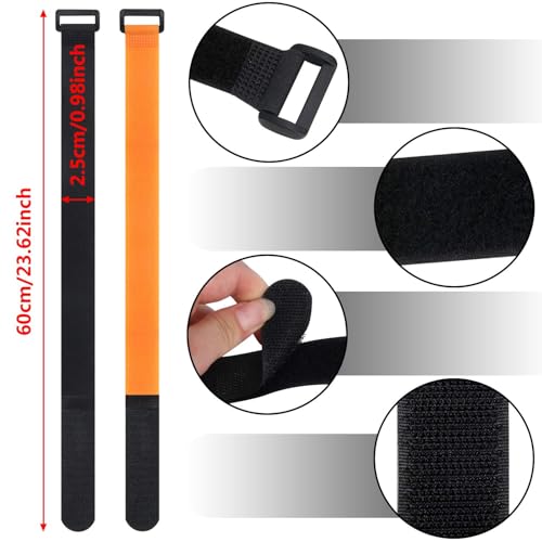 Adjustable Bike Rack Straps - 4pcs Black & Orange Wheel Stabilizers