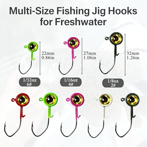 20/40Pcs Crappie Jig Heads for Bass, Perch 1/32-1/8oz