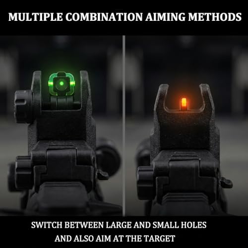 DOPETANE Flip Up Fiber Optic Sights for Rifle - Red & Green Polymer Backup Sights