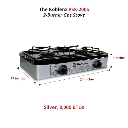 Koblenz PSK-200S 2-Burner Gas Stove - Portable Outdoor Camping Silver