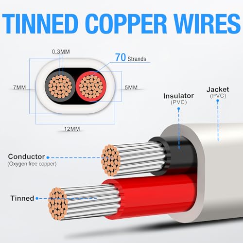 NAOEVO 10 Gauge Marine Duplex Wire 30ft, 10/2 Marine Cable, Waterproof 600V