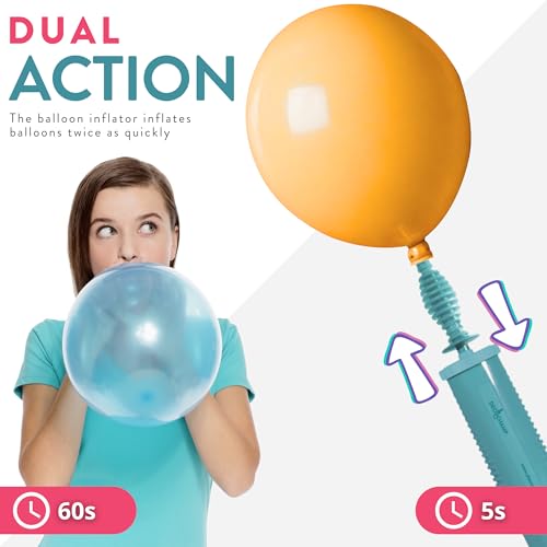 Manual Balloon Inflator - 2-Way Dual Action Air Pump, 1 Pack