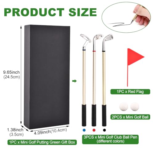 Golf Pen Set with Mini Green & Flag - Desk Golf Putting Game, Office Gift