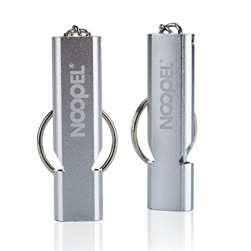Emergency Survival Whistle with Lanyard - 2 Pack Silver