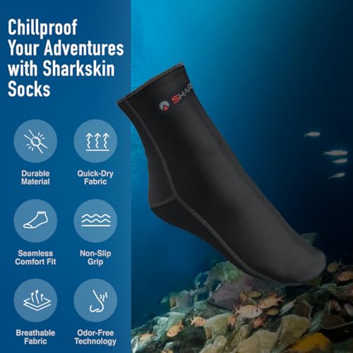 Sharkskin Chillproof Socks Large Black - Thermal & Moisture-Wicking Socks