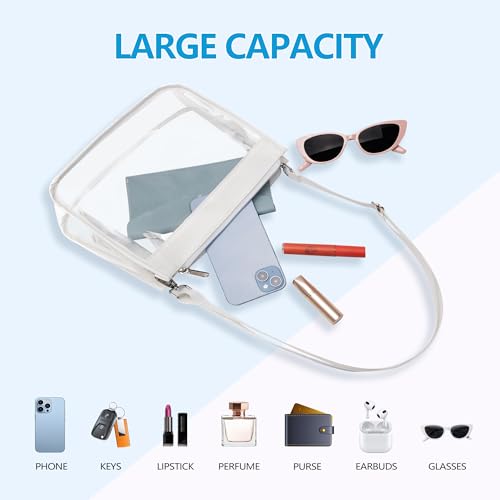 Clear Crossbody Purse for Stadium Events - White