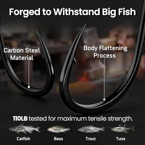 Octopus Fishing Hooks - High Strength, 100 Pcs, Black, 6#