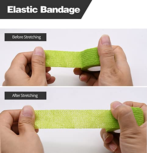 Self-Adhesive Bandage Wraps - 12 Pack Multicolor, 1 Inch x 5 Yards