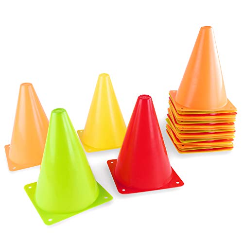 7.5" Neon Sports Training Cones - 24 Pack, Small Size