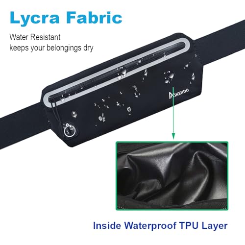 Slim Running Belt Fanny Pack - Adjustable Phone Holder Waist Bag - Black
