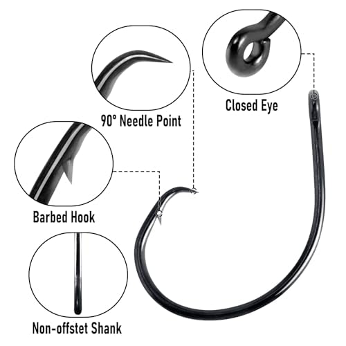 30 Pack #2/0 Circle Fishing Hooks - Strong Wide Gap for Freshwater & Saltwater