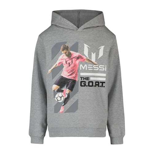 Messi Boys' Heather Grey Long Sleeve Hoodie Sweatshirt, Size S8-XL18