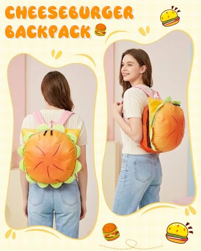 Cheeseburger Backpack Food-Shaped Novelty Bag for Kids & Adults