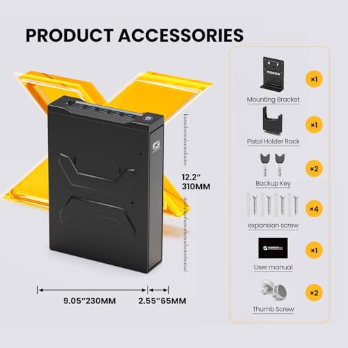 Biometric Gun Safe for Handgun - Quick Access Pistol Safe S12
