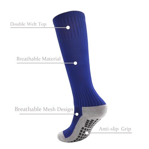 Boys Athletic Knee High Soccer Socks with Grip - 7-10 Years, Black