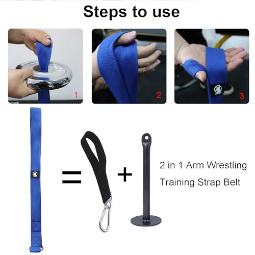 Blue Arm Wrestling Strap Belt for Wrist, Forearm & Biceps Training - Heavy-Duty Fitness Support