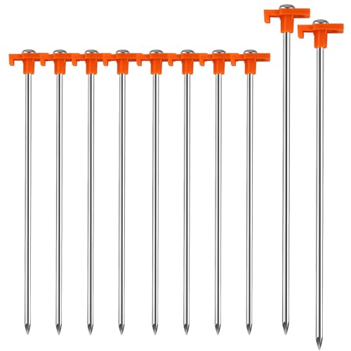 Heavy-Duty 10 Pack 9.75 Inch Tent Stakes - Orange