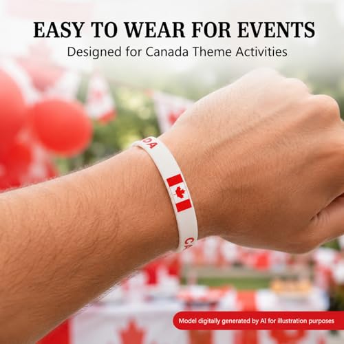 Canada Flag Silicone Bracelet - Patriotic Rubber Wristband for Sports