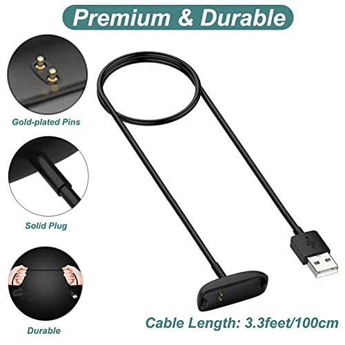 2-Pack Charger Cable for Fitbit Inspire 2 & Ace 3 - 3.3ft