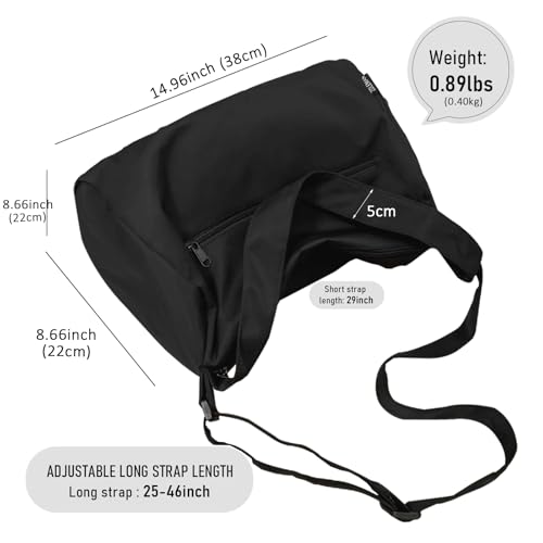 Small Gym Bag for Women with Shoes Compartment Waterproof Travel Duffel - Black