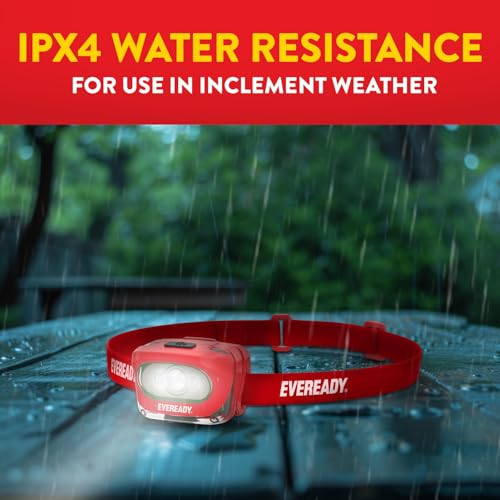 Eveready X200 LED Rechargeable Headlamps 2-Pack with Red Light, IPX4 Waterproof