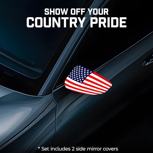 USA Car Side View Mirror Covers - Set of 2, Weatherproof Polyester