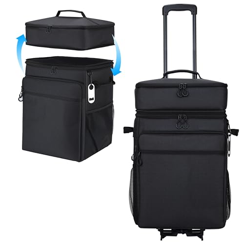 80-Can Collapsible Rolling Cooler with Wheels – 50L Double Bag Portable Cooler EKAZRIH