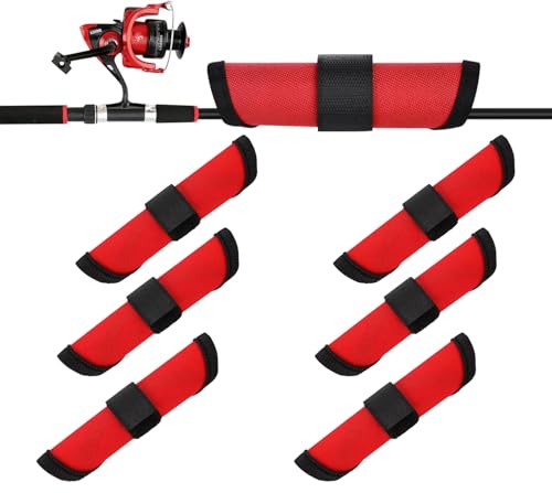 Fishing Rod Lure Wraps - 6 Pack Red Covers, 5.9" Length