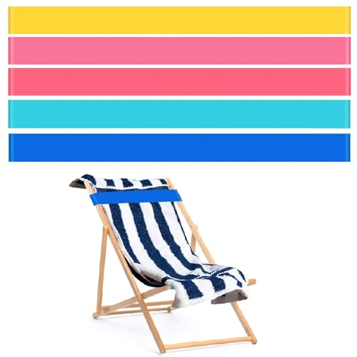 5 Pack Beach Towel Bands - Elastic Towel Clips for Chairs - Mixed Colors