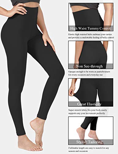 VALANDY High Waisted Full Length & Capri Leggings for Women - 7 Pack Black, Large-X-Large