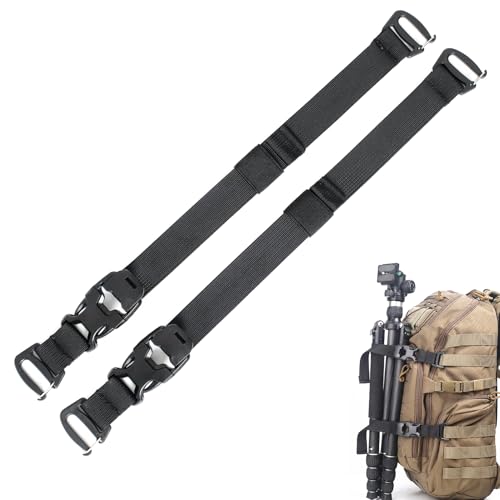 Adjustable MOLLE Tactical Straps for Backpack - 7.5-22 Inch, Heavy Duty Nylon - 2-Pack, Black