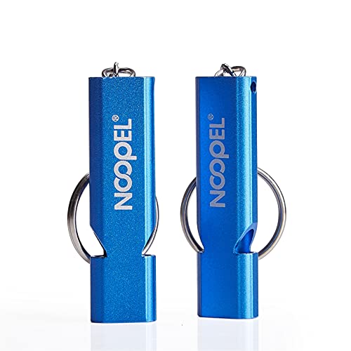 Emergency Survival Whistles - 2 Pack Blue with Lanyard & Keychain