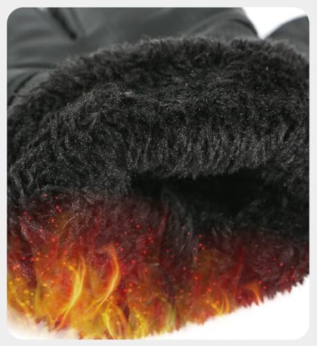 Winter Ski Gloves - Water-Repellent Touchscreen Cycling Mittens - Black Medium