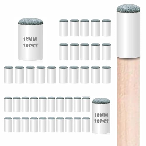 Premium Leather Pool Cue Tips - 40pcs Replacement Set, 10mm & 13mm