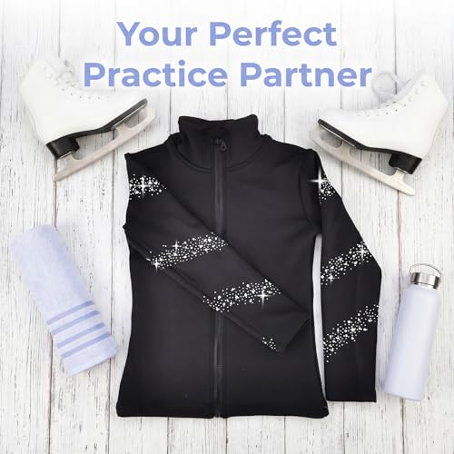 Black Ice Figure Skating Training Jacket for Girls 4-6 Years