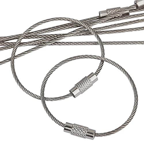 4" Stainless Steel Wire Keychain Cable Loop Holder - 20pcs