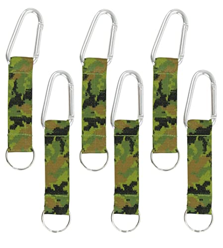 Durable Camo Carabiner Keychain with Strap - 6-Pack