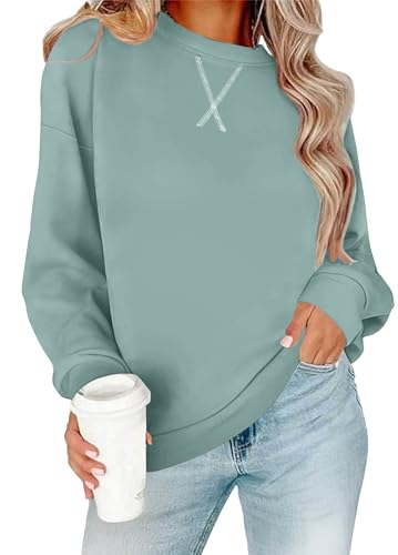 Women's Long Sleeve Crew Neck Sweatshirt - Large, Blue
