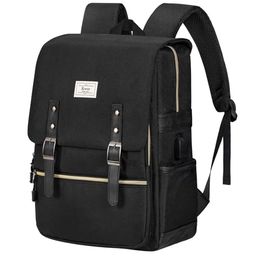 Vintage Laptop Backpack for Women - 15.6 Inch Casual Daypack with USB Charging