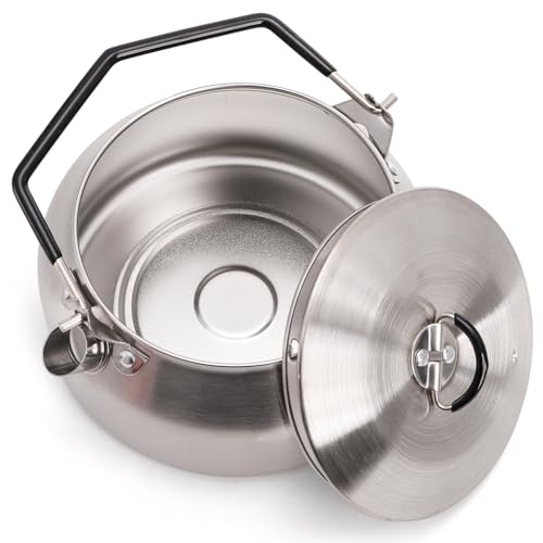 YIMITEE 1L Stainless Steel Camping Kettle Portable Outdoor Cookware for Hiking & Travel