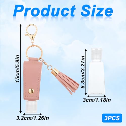 3-Pack Keychain Hand Sanitizer Holders - Light Blue, Pink, Black