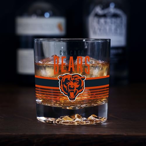 Chicago Bears NFL 11.5oz Rocks Glass - Heavy Base Whiskey Tumbler, Durable Home Bar Drinkware