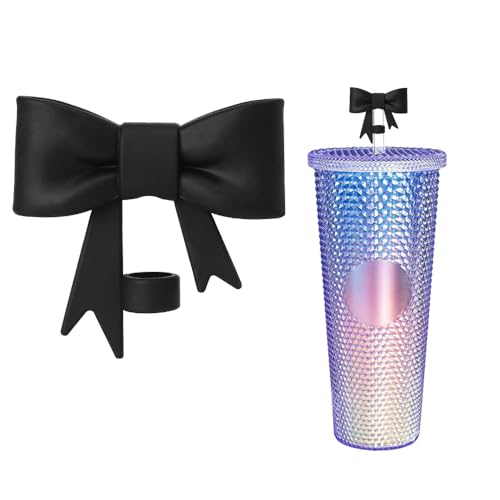 Silicone Bow Straw Cover Cap for 6-8mm Straws - Black