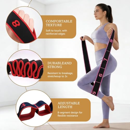 Fitness Resistance Band Set - 8-Section Elastic Stretching Bands, 3PCS